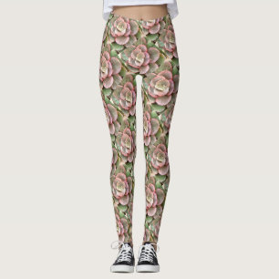 Echeveria Cactus sukkulent Acrylmalerei Leggings