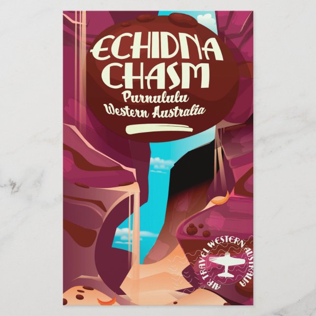 Echidna Chasm Cartoon Reiseplakat Briefpapier (Vorderseite)