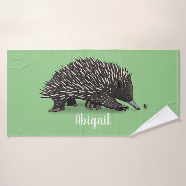 Echidna mignonne avec dessin animé d'abeille (Serviette de bain)