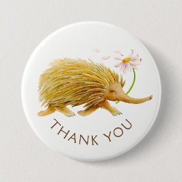 Echidna watercolor animal thank you button/badge button