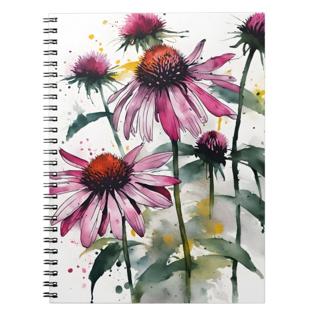 Echinacea - Aquarellblumen Notizblock (Vorderseite)