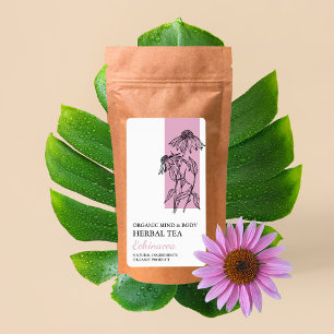 Echinacea bio Étiquette d'entreprise de thé à base