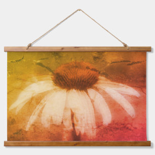 Echinacea Coneflower Daisy Abstrakt gestört Wandteppich Mit Holzrahmen
