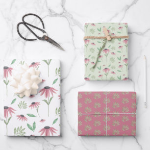 Echinacea Wrapping Paper Flat Sheet Set 3 Geschenkpapier Set
