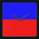 Echo Quadratische Wanduhr<br><div class="desc">Echo-Symbol für Wasserzeichen,  rot und blau</div>
