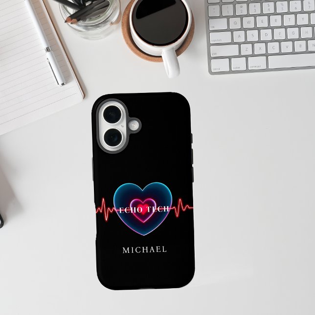 Echo Tech Heartbeat | Herz mit EKG iPhone 16 Hülle (Echo Tech Heartbeat _ Heart with EKG Case-Mate iPhone Case )