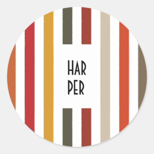 Echo Trails Round Stickers - Earthy Hues Stripes