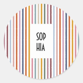 Echo Trails Round Stickers - Multicolor Stripes