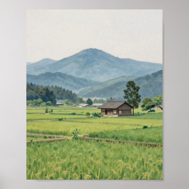 Echoes der Ernte: Ein einsames Bauernhaus eingebet Poster (Vorne)