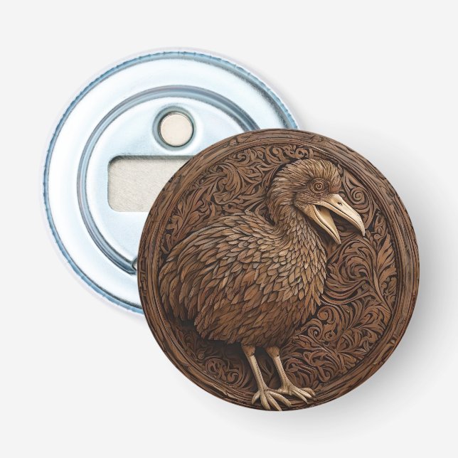 "Echoes of Extinction: Dodo Wood Art" Flaschenöffner (Vorderseite)