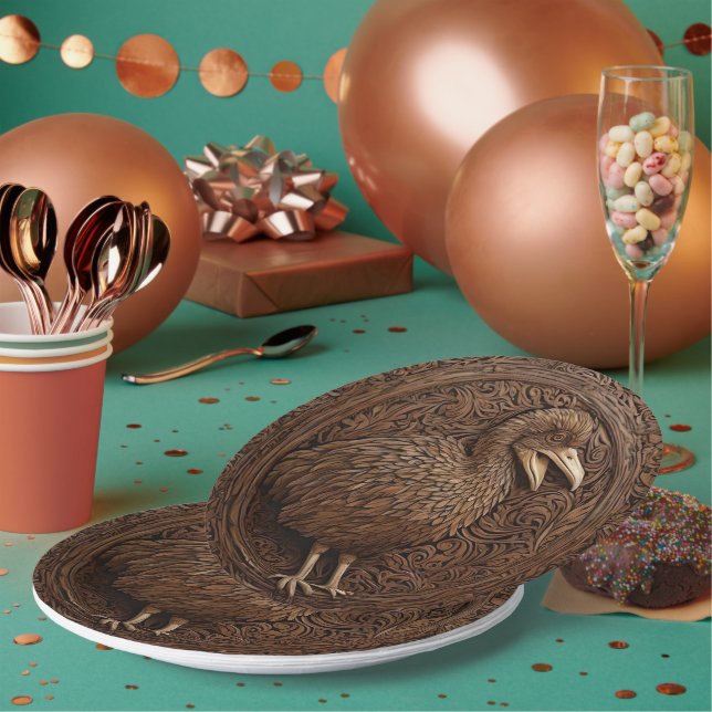 "Echoes of Extinction: Dodo Wood Art" Pappteller (Multi)