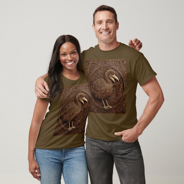 "Echoes of Extinction: Dodo Wood Art" T-Shirt (Unisex)