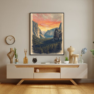 Echoes of Stone – Retro Yosemite Nationalpark  Poster