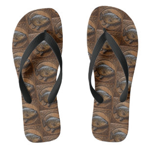 Echoes of the River: Murray Cod Wood Print, Flip Flops
