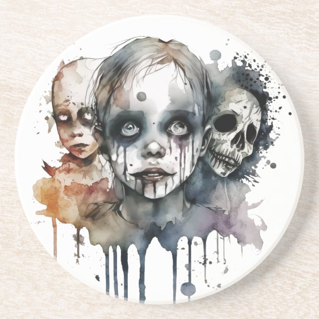 Echoes of the Unseen: Aquarellmärgertrio Getränkeuntersetzer (Vorne)