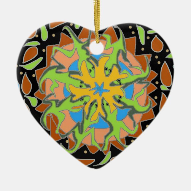 Echsen-Mandala Keramik Ornament (Vorne)
