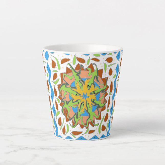 Echsen-Mandala Milchtasse (Vorderseite)