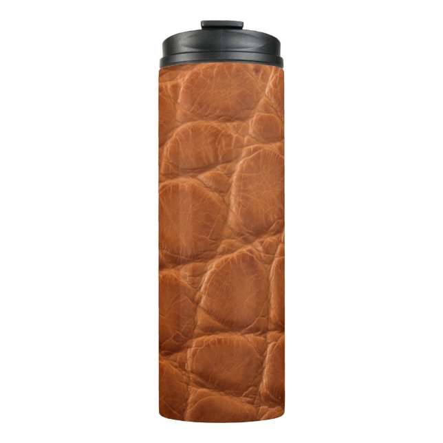 echt braune Bräuner-Ledertextur, Thermosbecher (Vorderseite)