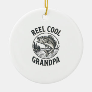 Echt cooler Opa Vintage-Angeln Bass-Shirt-Design Keramik Ornament