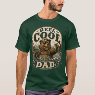 Echt cooler Papa Angelshirt mit Bär beim Angeln T-Shirt