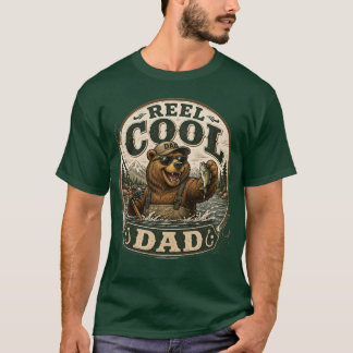 Echt cooler Papa Angelshirt mit Bär beim Angeln T-Shirt