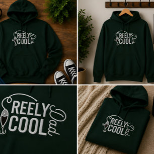 Echt cooler Papa-Angler-Geschenk Bestickter Hoodie