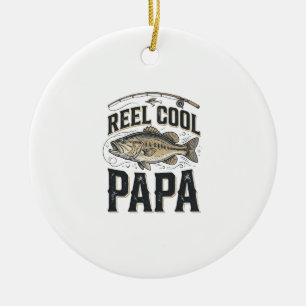 Echt cooler Papa Vintage-Angeln Vektor Design_1 Keramik Ornament