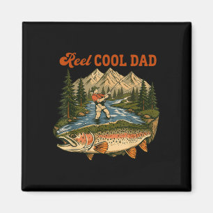 Echt cooler Vater Angler Forelle Berglandschaft Magnet