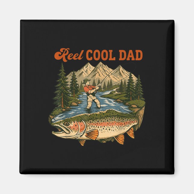 Echt cooler Vater Angler Forelle Berglandschaft  Magnet (Vorne)