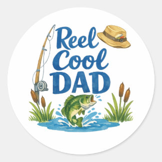 Echt cooler Vater lustiger Angelwitz Wasserfarbenk Runder Aufkleber