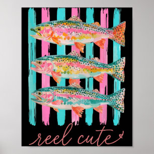 Echt süße bunte Regenbogenforelle preppy Sommer Poster