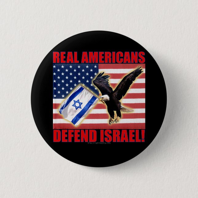 Echte Amerikaner verteidigen Israel Button (Vorderseite)