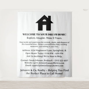 Echte Anwesen Open House-Veranstaltung Willkommen Wandteppich