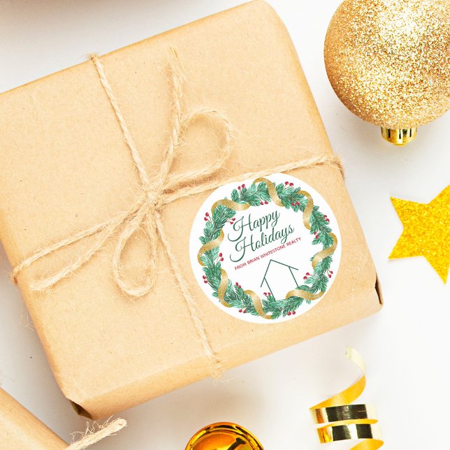 Echte Anwesen Unternehmen Weihnachten Elegantes Ge Runder Aufkleber (Von Creator hochgeladen)