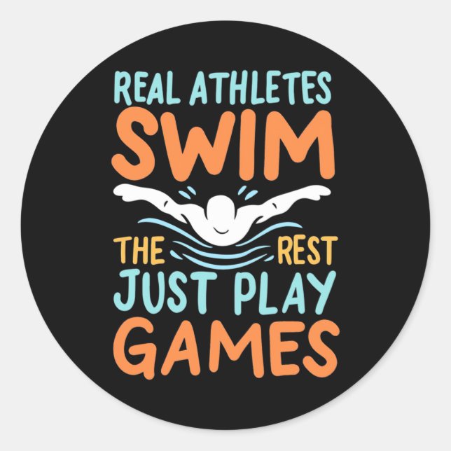 Echte Athleten Swim Runder Aufkleber (Vorderseite)