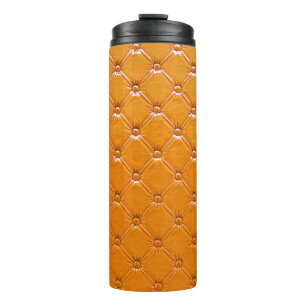 Echte braune Lederpolsterung. Thermosbecher