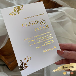 Echte Foil Elegante und einfache Typografie Hochze Folieneinladung