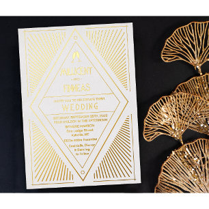 Echte Folie Art Deco Geometrische Drachenform Hoch Folieneinladung