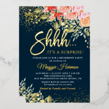 Echte Folie Blau Gold Floral Überraschung Ruhestan