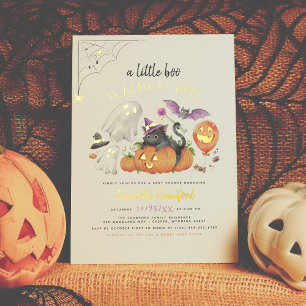 Echte Folie   Eine kleine Boo Cat Halloween Kinder Einladungspostkarte
