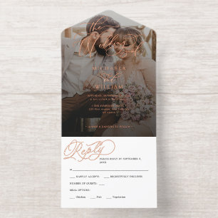 *ECHTE FOLIE* Elegantes Skript Foto Hochzeit All-in-One-Einladung