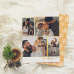 Echte Folie | Handschrift 4 Weihnachten im Mehrfam Folien Feiertagskarte<br><div class="desc">Fügen Sie Ihren Weihnachtskarten Glanz mit echter Goldfolie, Silber oder Rose! Dieser klassische und zeitlose Metallic-Stil wird Ihre Karten um ein weiteres Level erweitern. Moderne minimalistische 4 Foto Collage Weihnachtskarten. Die Vorderseite dieser Karte ist mit einer einfachen Collage aus zwei porträtierten (vertikalen) Fotos und zwei landschaftlich (horizontalen) Fotos zwischen realen...</div>