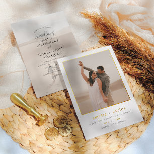 Echte Folie Moderne Foto-Hochzeit mit einfacher Folieneinladung