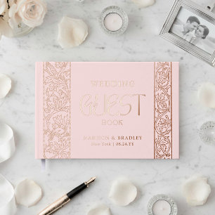 Echte Folie Vintage Floral Rosa Hochzeit Gästebuch