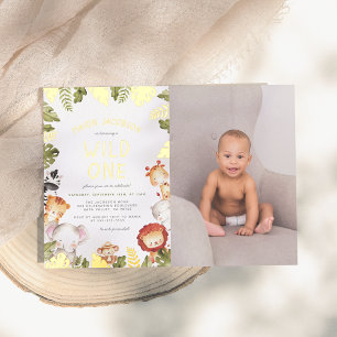 Echte Folie Wild One Boy Foto Geburtstagsparty Folieneinladung