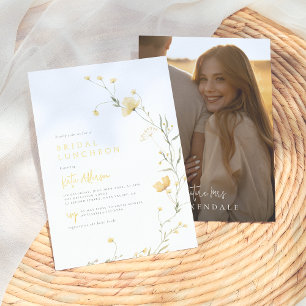 Echte Folien-Wildblumen-Boho-Foto-Brautjunggeselli Folieneinladung