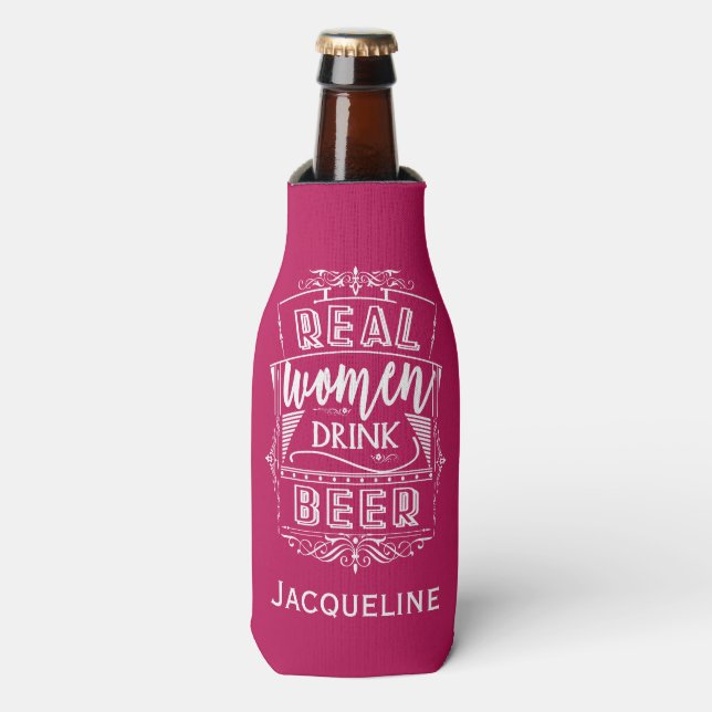 Echte Frauen trinken Bier Flaschenkühler (Flaschenvorderseite)