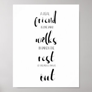 echte Freundschaft Zitat Typografie inspirierend s Poster