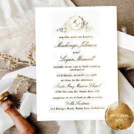 Echte Gold Foil Chic Monogram Calligrafy Wedding Folieneinladung