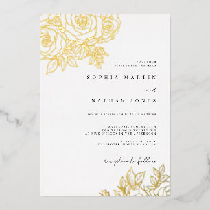 Echte Goldfoil-Hochzeit für die Rose Folieneinladung